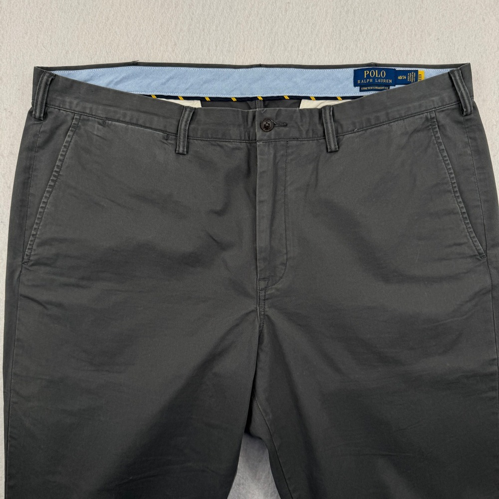 Polo Ralph Lauren Stretch Straight Fit Chino Pants Mens 40x34 Dark Gray Cotton